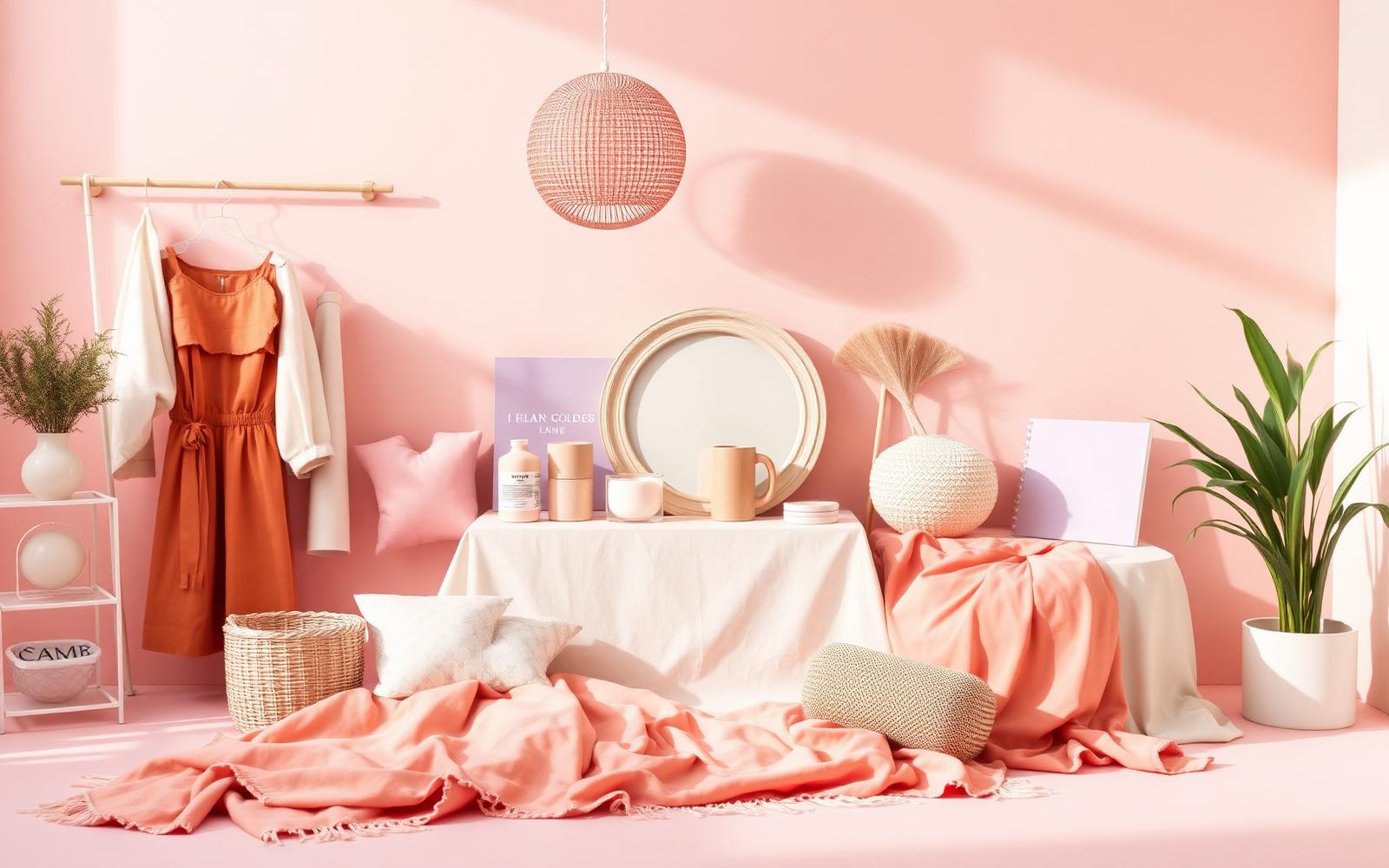 Bright fashion and home goods styled scene