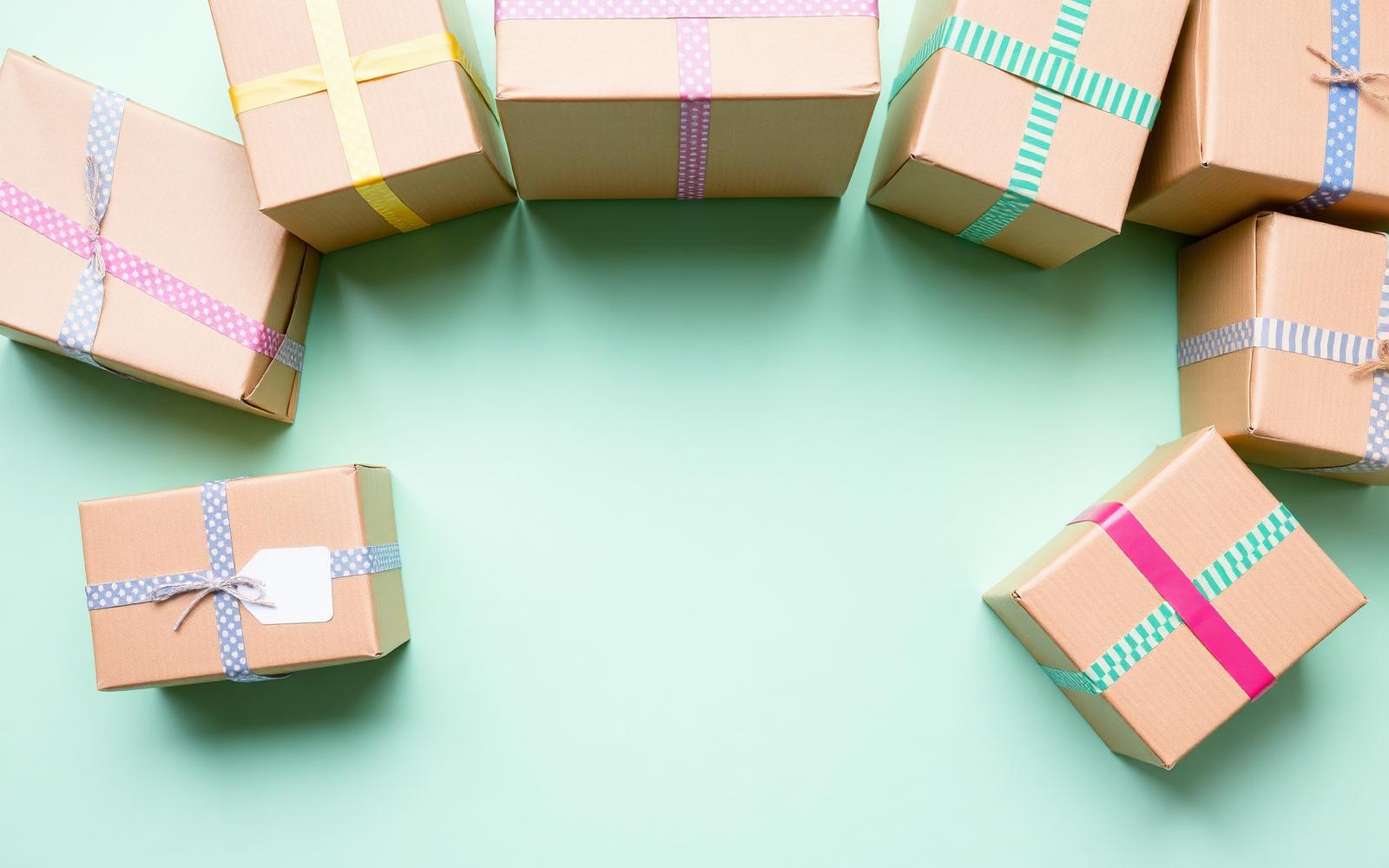 Colorful parcels ready for delivery